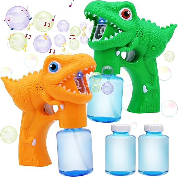 JOYIN 2 Dinosaur Bubble Guns with 2 Bubble Solution (147 ml) for Toddlers, Bubble Maker and Blowe... | Amazon (US)