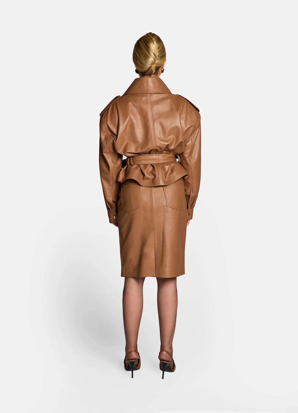 Mocha Leather Cropped Jacket | DE SAVARY LONDON