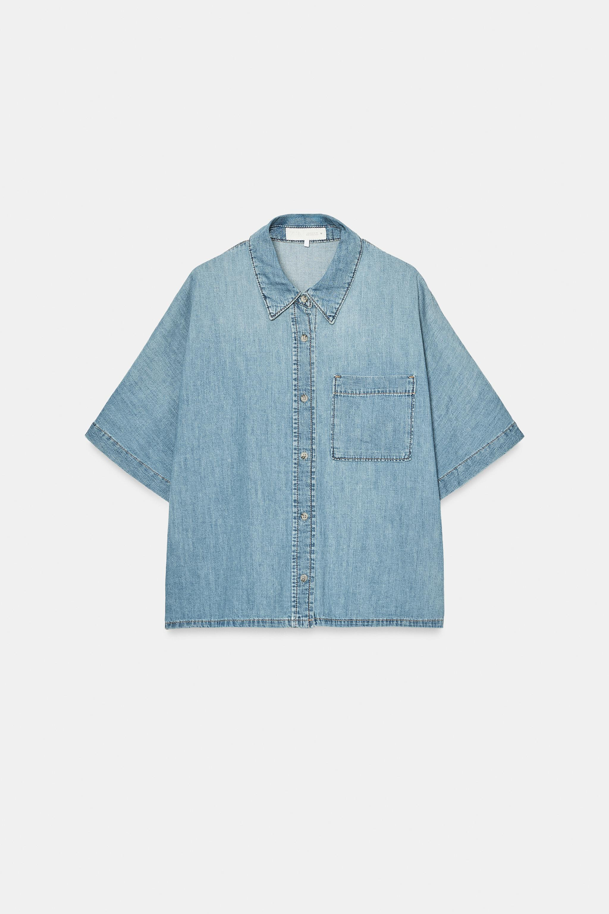 SHORT SLEEVE TRF DENIM SHIRT | Zara US