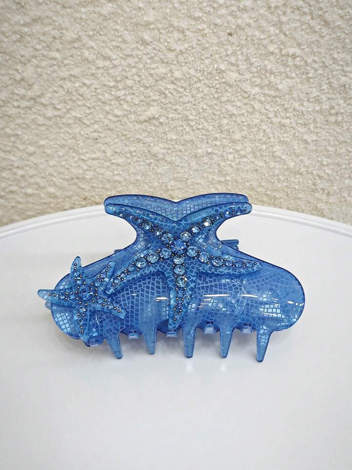 1pc European And American Style Fashionable Blue Acrylic Starfish Hair Clip With Rhinestones, Sum... | SHEIN