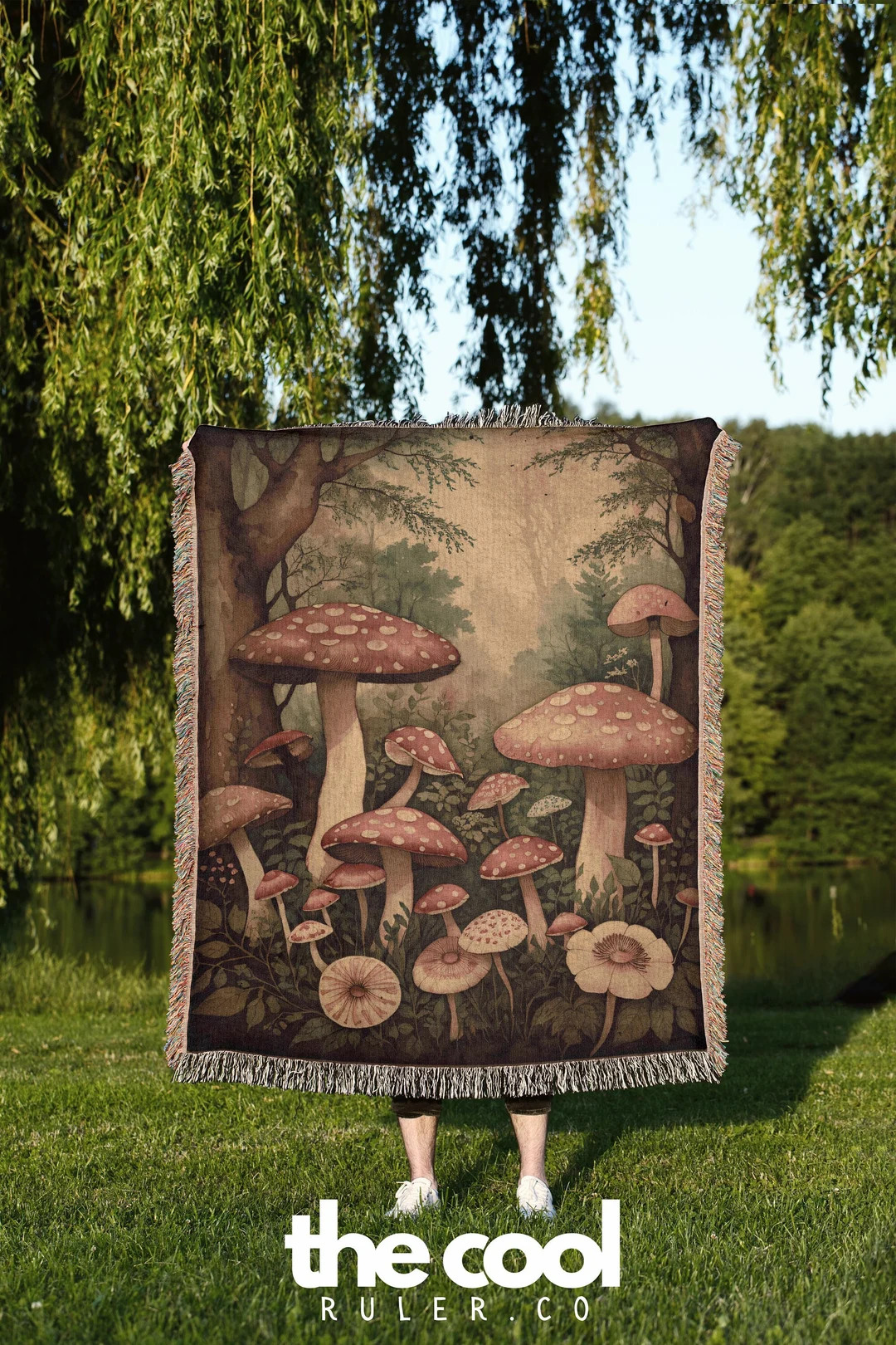Woodland Mushrooms Throw Blanket: Fairycore Mushroom Tapestry, Floral Coquette Blanket, Moody For... | Etsy (US)
