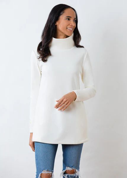 Cobble Hill Turtleneck in Terry Fleece (Off-White) | Dudley Stephens