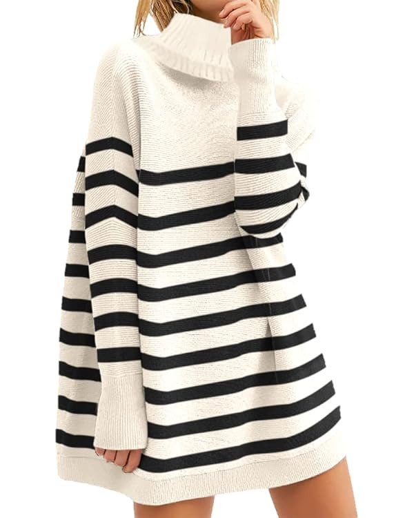 ETCYY NEW Womens Turtleneck Oversized Sweaters Fall Long Sleeve Casual Pullover Sweater Knit Tops | Amazon (US)