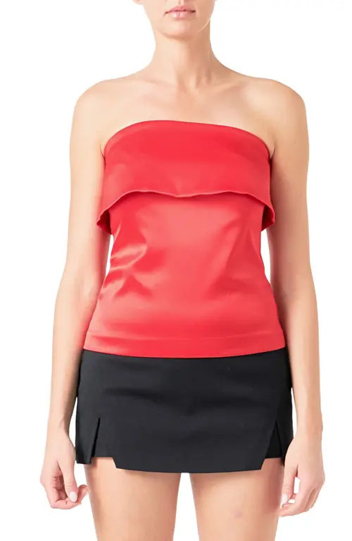 Endless Rose Strapless Satin Top in Red at Nordstrom, Size Medium | Nordstrom