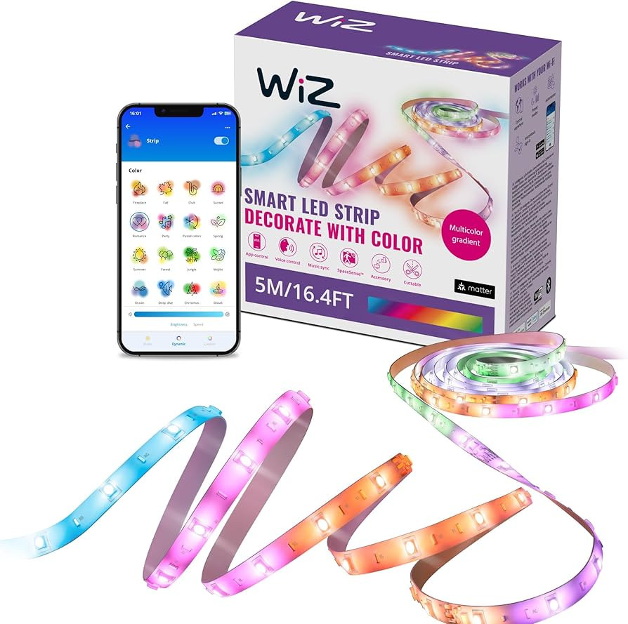 WiZ Connected 16.4 ft LED Light Strip - Flowing Multicolor LED Color-Changing Light Strip For You... | Amazon (US)