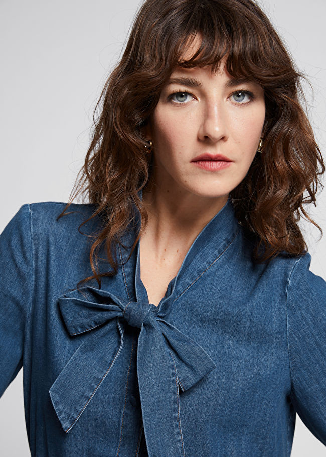 Denim Lavallière-Neck Blouse | & Other Stories US