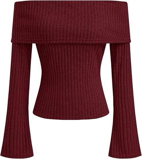 CIDER Off The Shoulder Tops for Women Long Sleeve Going Out Y2K Tops Knit Pullover Fall Outfits T... | Amazon (US)