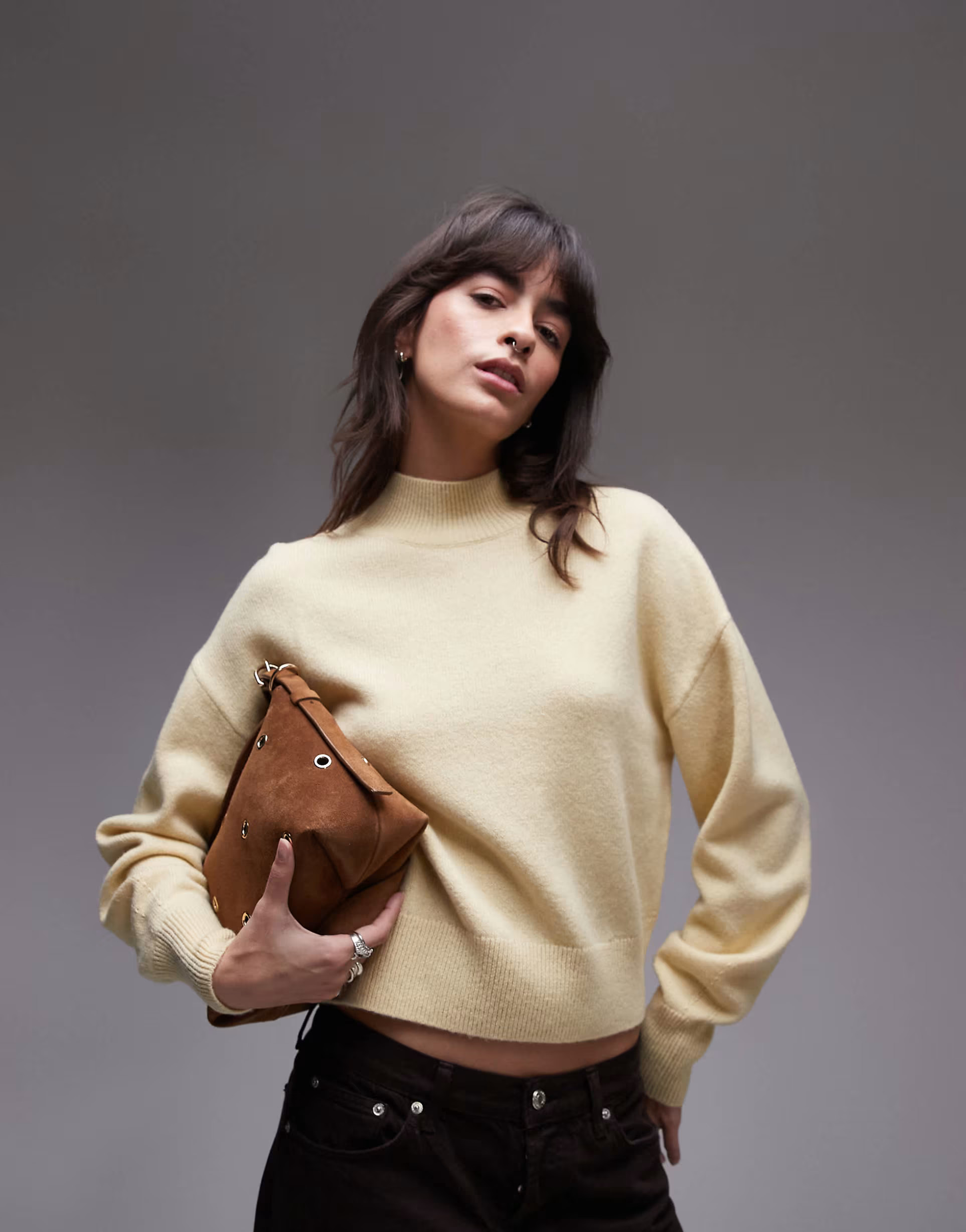 & Other Stories wool blend mock neck sweater in light yellow | ASOS (Global)
