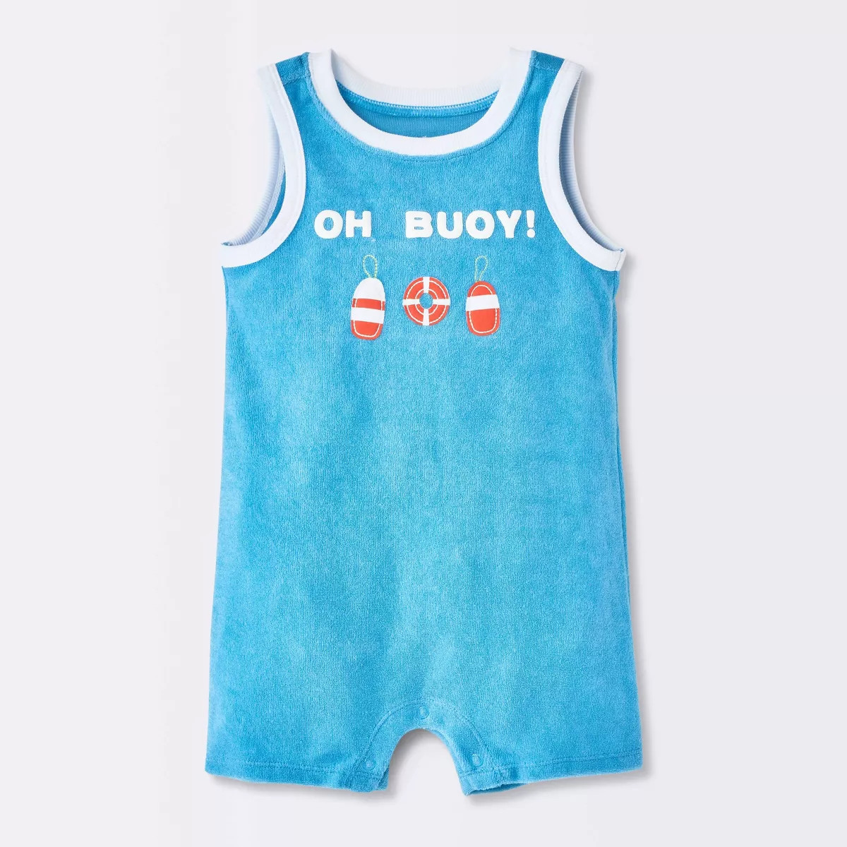 Baby Boys' Oh Buoy Terry Sleeveless Romper - Cloud Island\u2122 Blue Newborn | Target