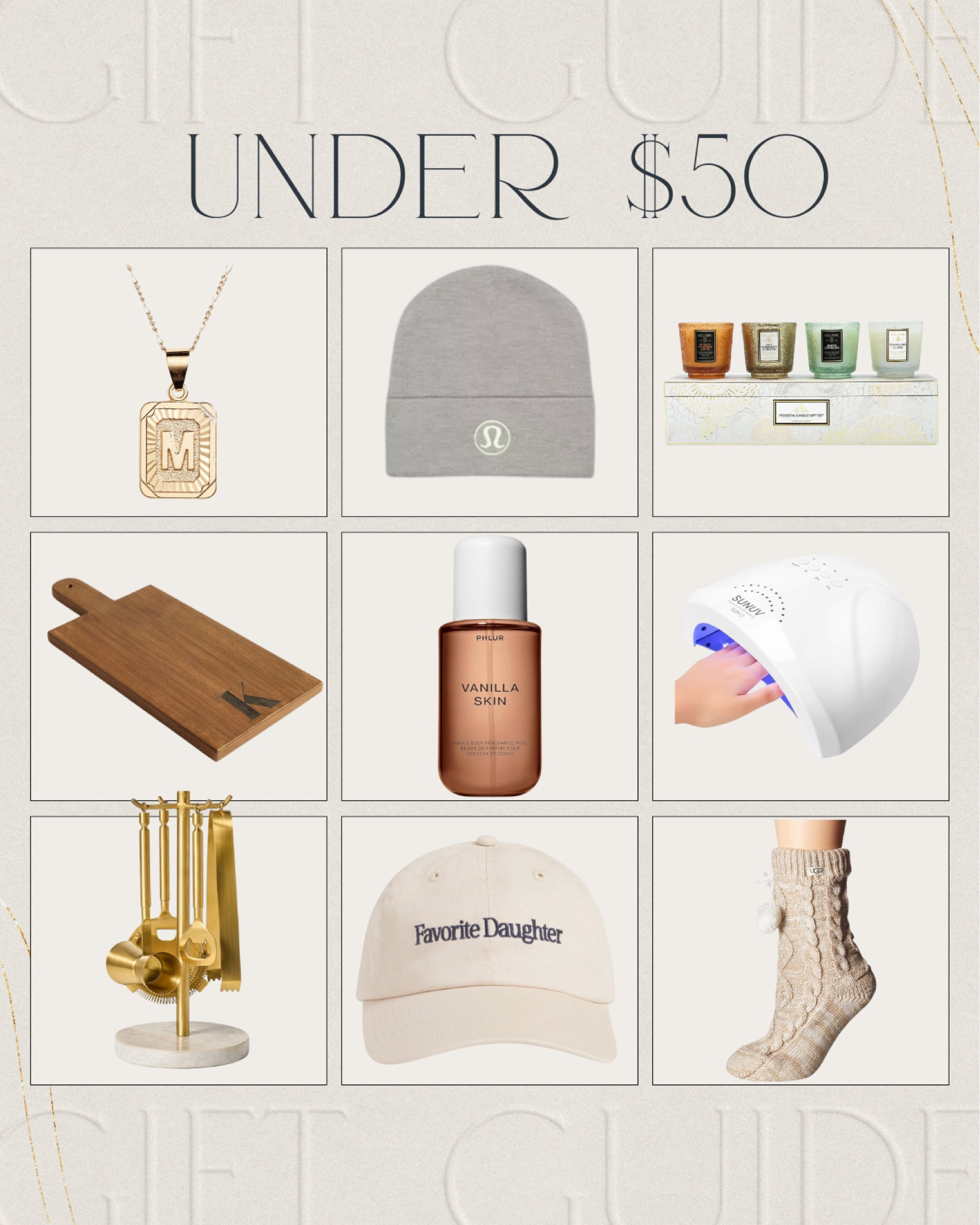 Gift guide under $50! 

Gift guide, under $50, gifts under $50, Christmas gift guide, gifts for her, lululemon, amazon, target 

#LTKHoliday #LTKSeasonal #LTKGiftGuide