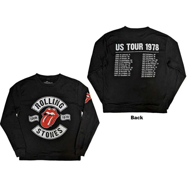 The Rolling Stones Unisex Sweatshirt: US Tour 1978 (Back & Sleeve Print) (X-Large) | Walmart (US)