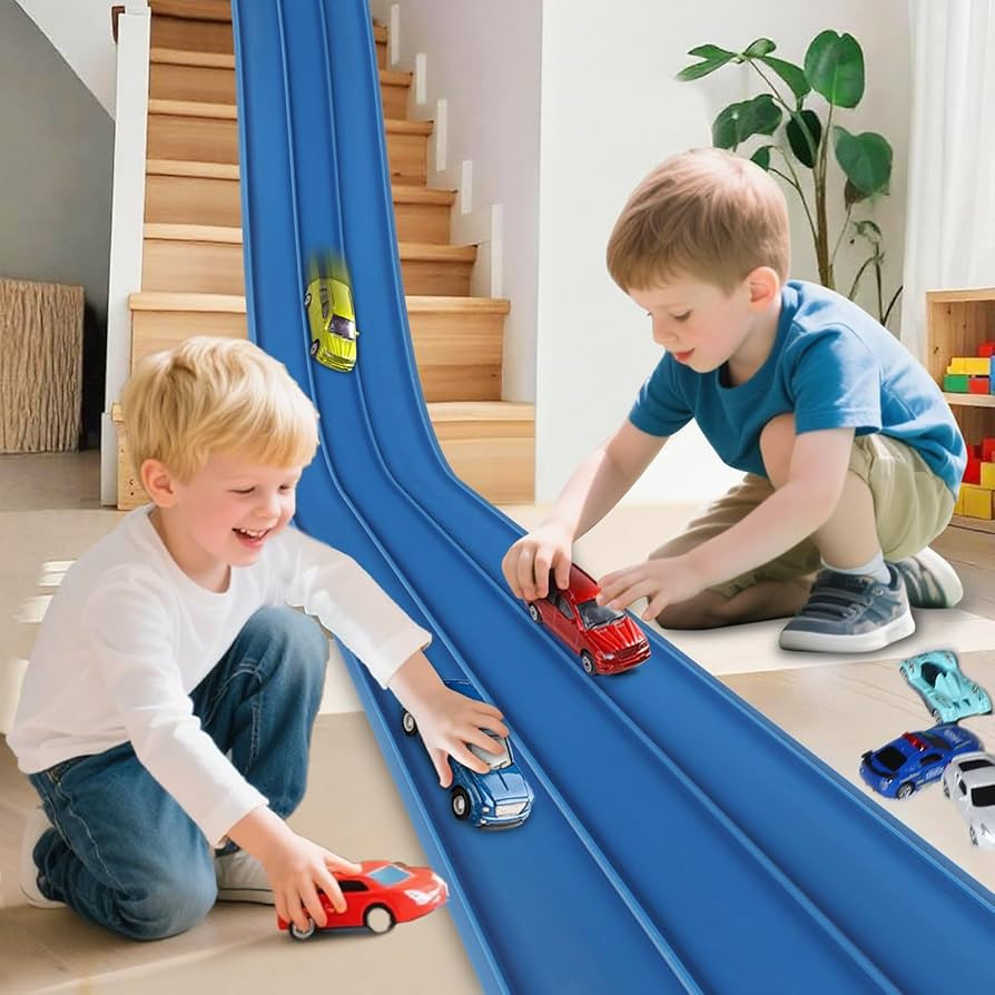 3-Lane Flexible Race Track for Kids 15ft Race Car Track Compatible with Diecast 1/64 Scale Cars, ... | Amazon (US)