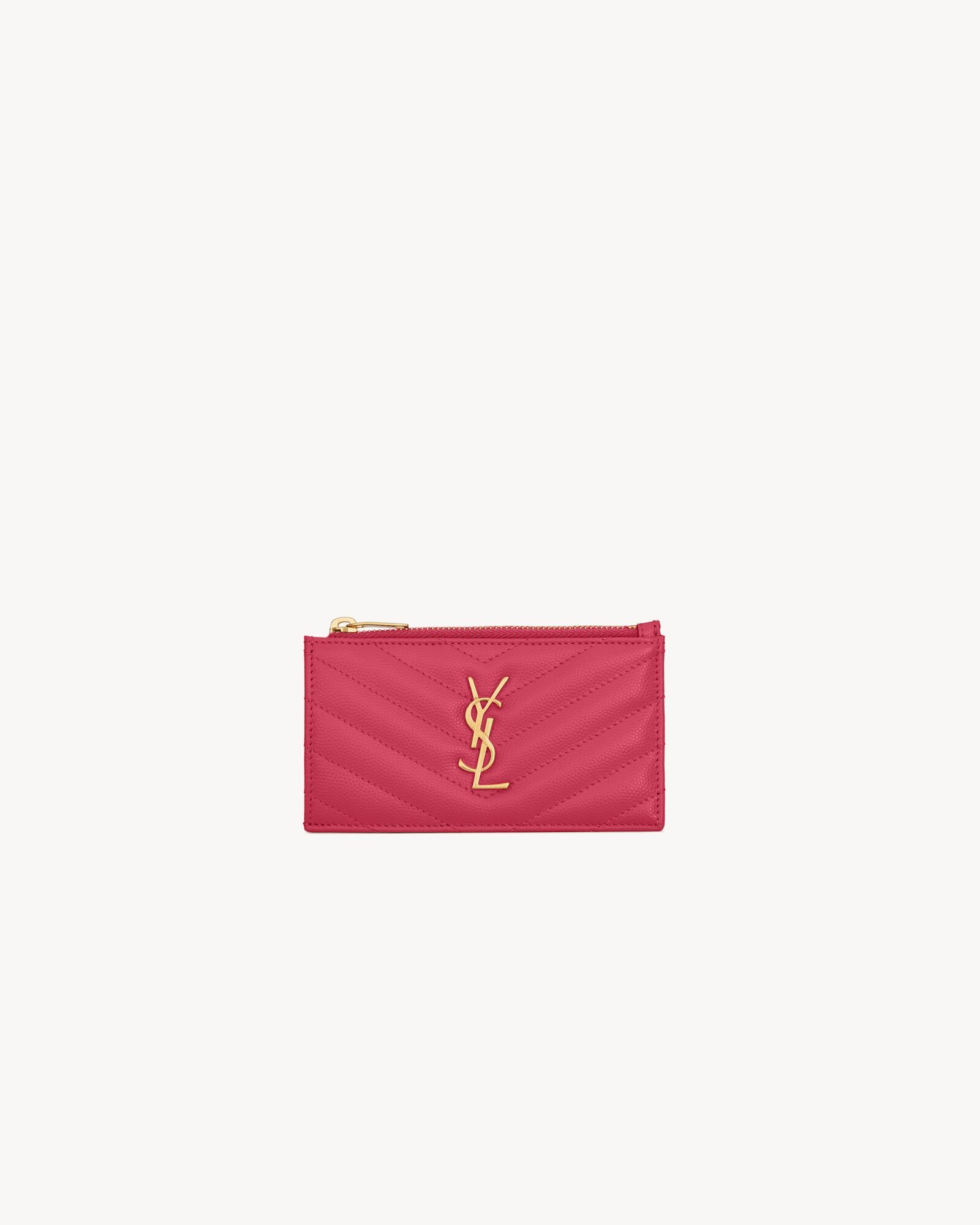 cassandre saint laurent matelassé zipped fragments card case in grain de poudre embossed leather | Saint Laurent Inc. (Global)