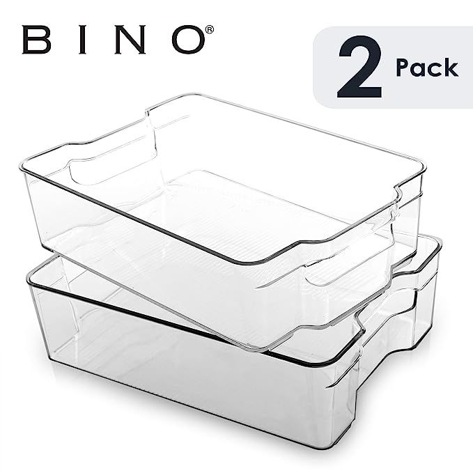 BINO Stackable Plastic Organizer Storage Bins, Large - 2 Pack - Pantry Organization and Storage R... | Amazon (US)