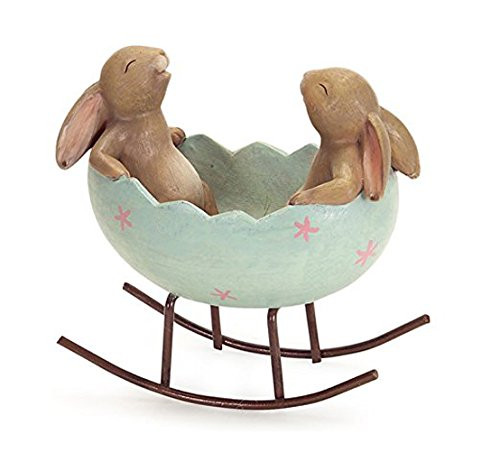 Laughing Bunny Rabbits Rocking in an Easter Egg Cradle Spring Easter Decoration Vintage Rustic Co... | Amazon (US)