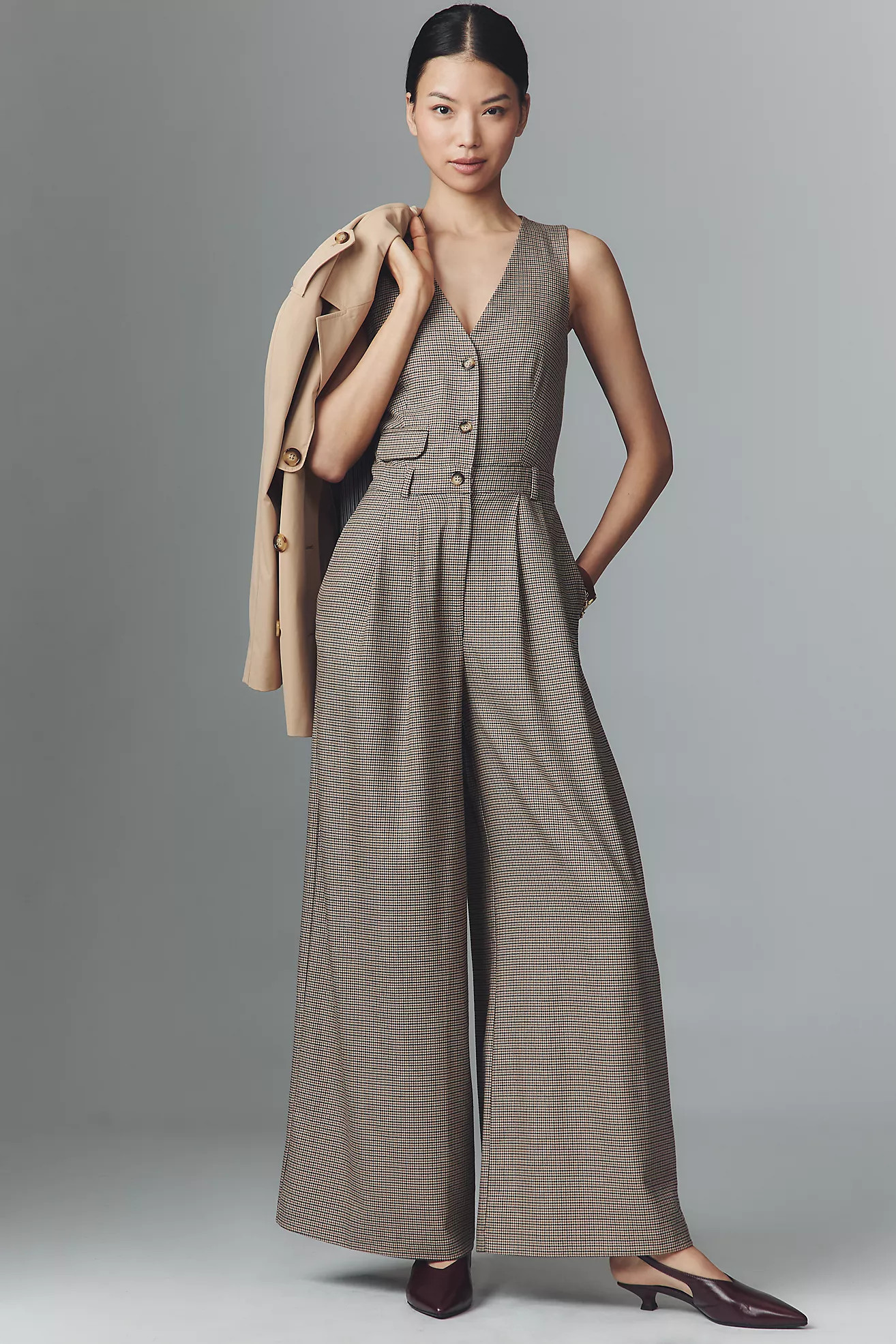 The Avery Wide-Leg Pleated Jumpsuit by Maeve | Anthropologie (US)