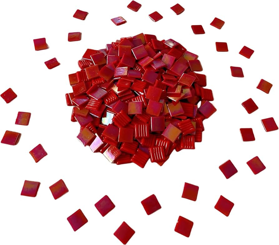 1.1 lb/180pcs 3/4 Inch Square Iridescent Mosaic Tiles, Bulk Mosaic Tiles for Crafts, Bright Mosai... | Amazon (US)