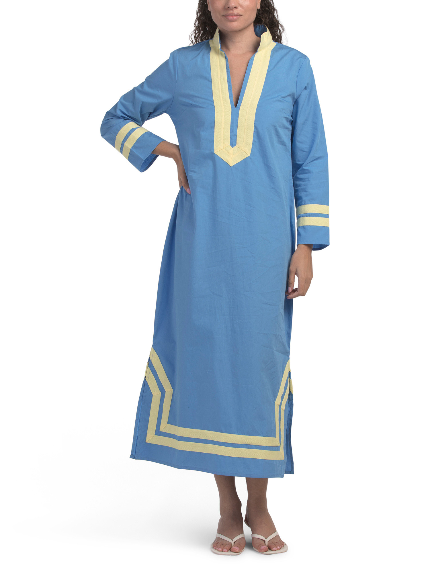 Long Sleeve Classic Two Tone Caftan | TJ Maxx
