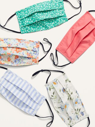 Variety 5-Pack of Triple-Layer Cloth Pleated Face Masks for Adults (with Ear Adjusters) | Old Navy (US)