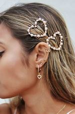 Pearl Heart Hair Barrette Set of 2 in Gold | Ettika