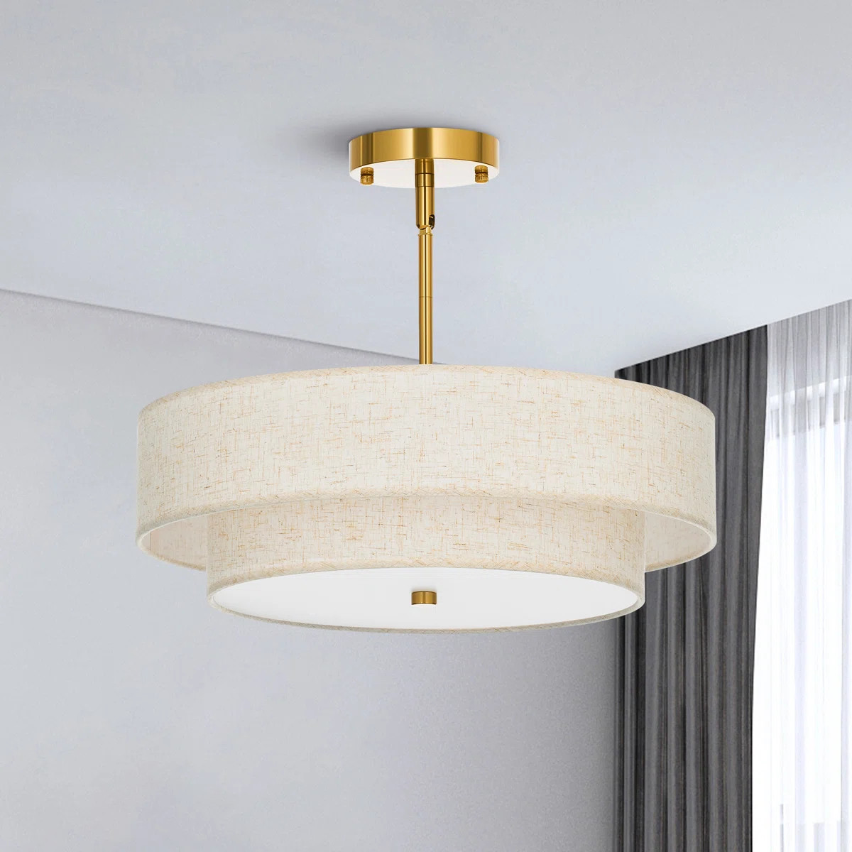 Maskell 4-Light Fabric Semi Flush Mount Ceiling Light Chandelier Drum Pendant | Wayfair North America