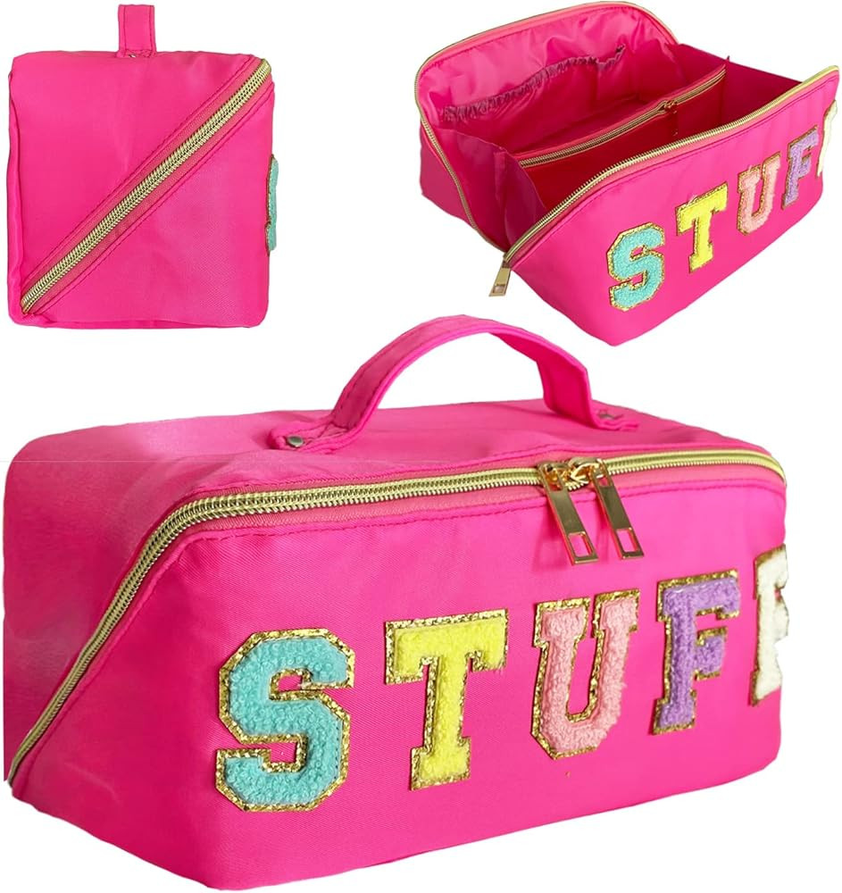 Preppy Bag Stoney Clover Makeup Bag Nylon Cosmetic Bag Stuff Makeup Bag Chenille Letter Pouch Stu... | Amazon (US)