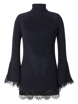 Banana Republic x Olivia Palermo | Cable-Knit Turtleneck with Lace Accents | Banana Republic US