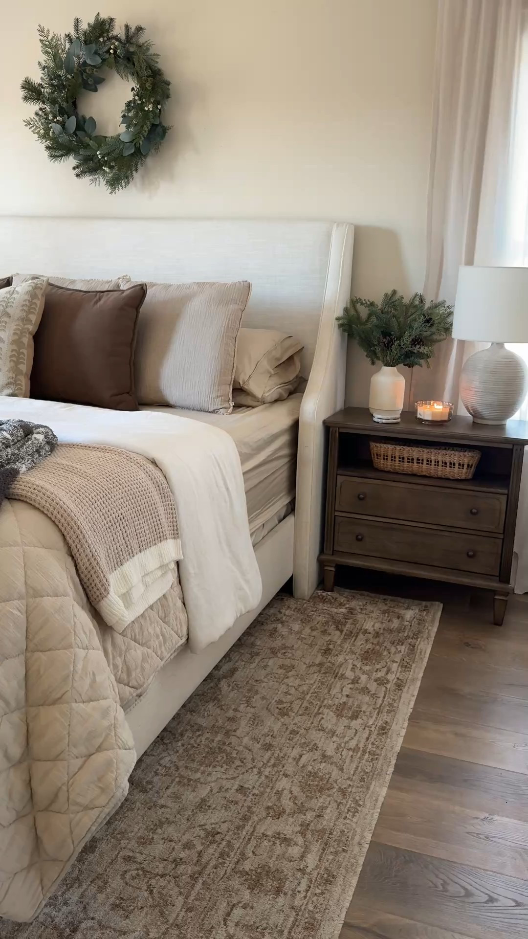 Winter / Christmas bedroom inspo from last year! Most items still available. Linked similar wreath!

Bed, bedroom, bedding, upholstered bed,  nightstand , area rug,  neutral rug

#LTKHome #LTKHoliday #LTKSaleAlert