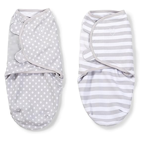 SwaddleMe Original Swaddle – Size Small, 0-3 Months, 2-Pack (Grey Dot Stripe) | Amazon (US)