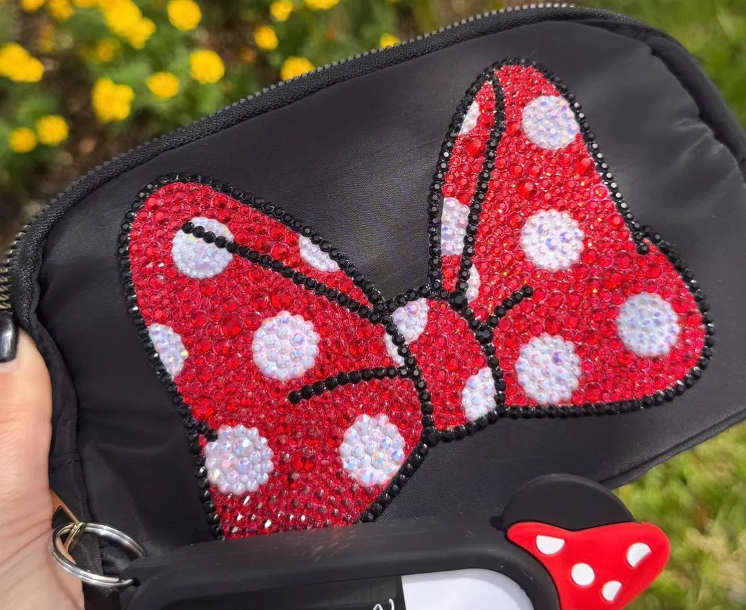 Sparkly Minnie Bow Fanny Pack | Rhinestone Crossbody Bag, Red Polka Dot Belt Bag - Etsy | Etsy (Global)
