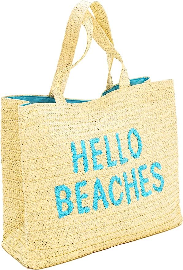 Beach Bags for Women. Straw Beach Tote Bag. Beach Vacation Essentials. Packable Beach Tote Bag. B... | Amazon (US)