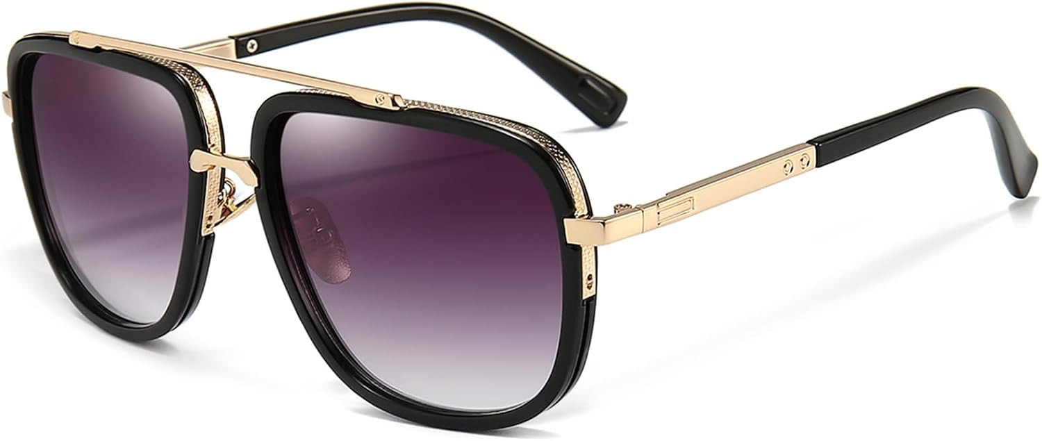 Dollger Oversized Square Aviator Sunglasses for Men Pilot Shades Gold Frame Retro Sun Glasses | Amazon (US)