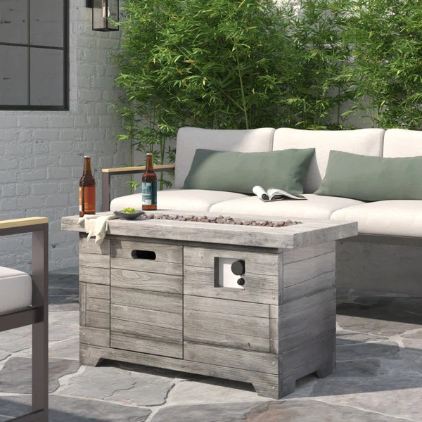 Mathis 23.6'' H x 42.3'' W Magnesium Oxide Propane Outdoor Fire Pit Table | Wayfair North America