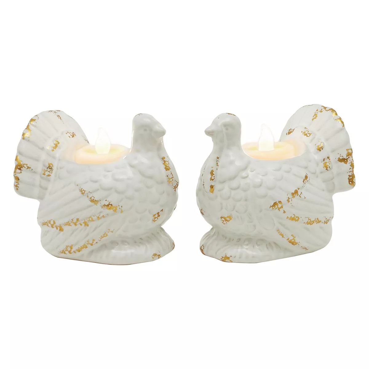Celebrate Together™ Fall Ceramic Set of 2 Turkey Tea Light Holders | Kohl's
