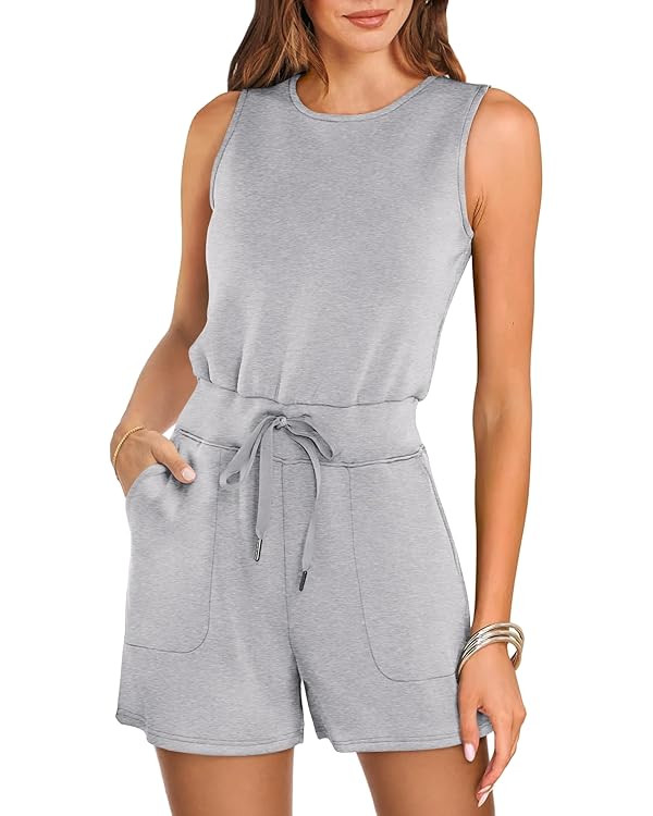 ANRABESS Romper for Women Summer Dressy Casual 2024 Fashion Outfits Sleeveless Cute Cozy Lounge S... | Amazon (US)