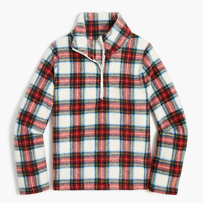 Tartan sherpa half-zip pullover | J.Crew Factory