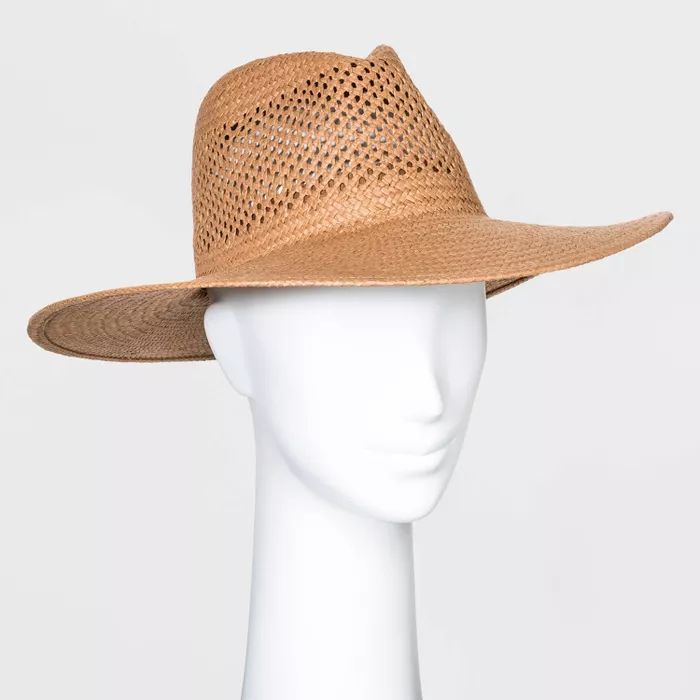 Women's Straw Wide Brim Fedora Hats - Universal Thread™ Brown One Size | Target