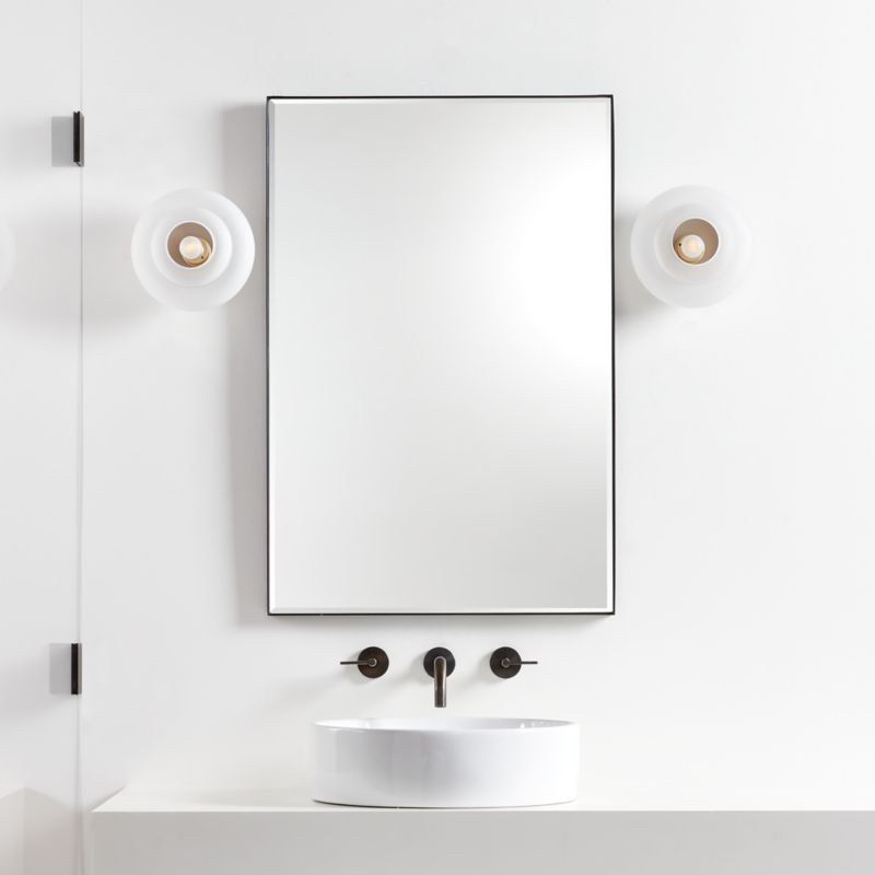 Edge Medium Black Rectangle Wall Mirror 24"x36" + Reviews | Crate & Barrel | Crate & Barrel