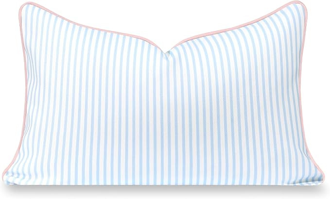 Hofdeco Premium Coastal Grandmillennial Patio Indoor Outdoor Lumbar Pillow Cover Only, 12"x20" Wa... | Amazon (US)