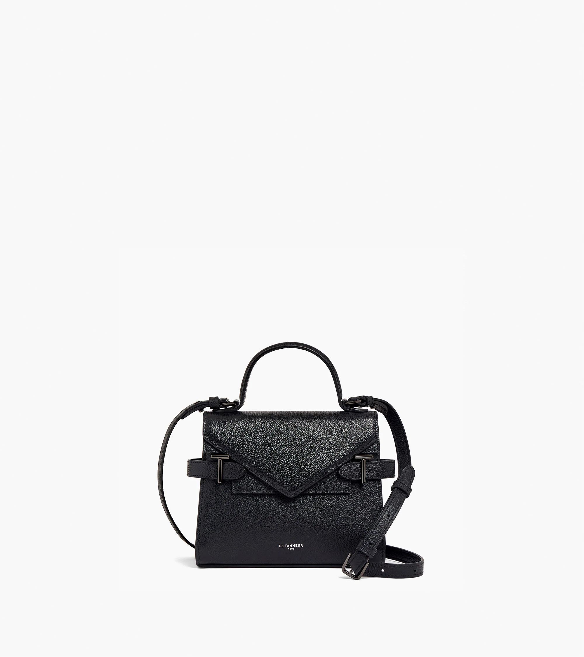 Emilie small handbag with double flap in grained leather | Le Tanneur