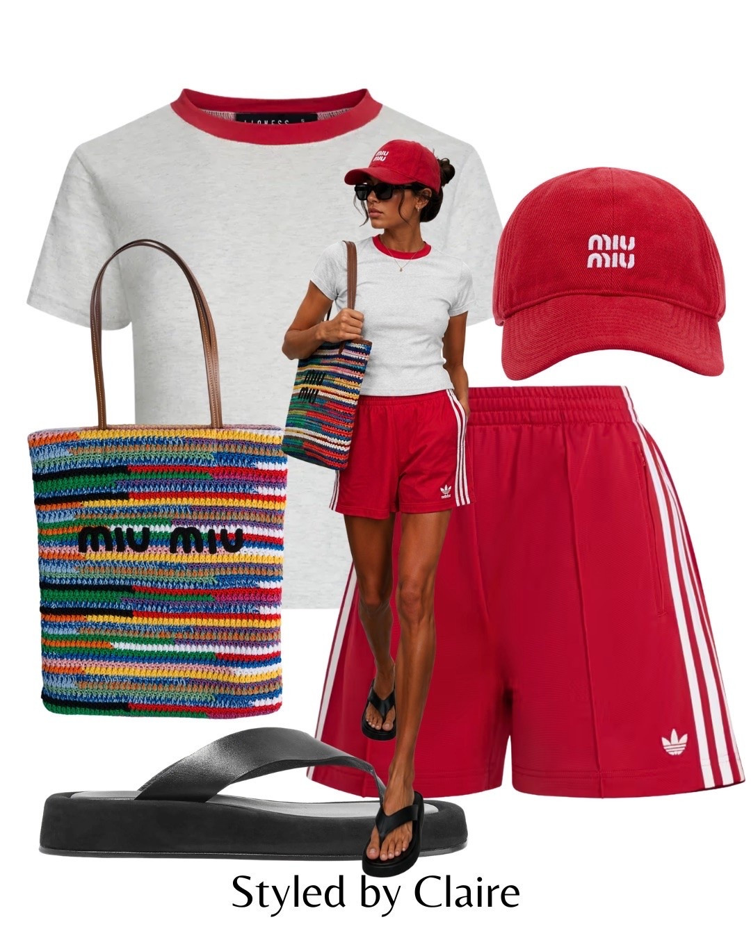 ADIDAS FIREBIRDS IN VICTORY RED❤️‍🔥
Tags: revolve lioness contrast neckline tshirt grey marl miu miu cap tony bianco flat thong sandals black tote crochet bag cool girl city break style airport summer trending viral

#LTKsummer #LTKstyletip #LTKbag