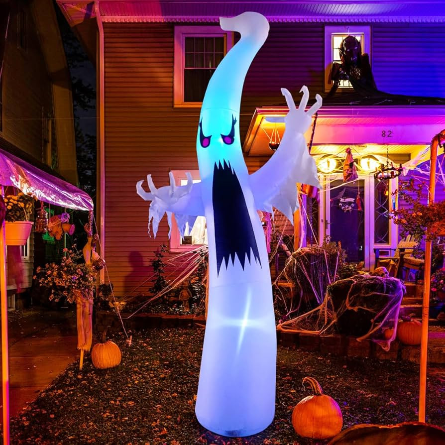 GOOSH 6 FT Halloween Inflatables Ghost Outdoor Decorations Blow Up Yard Scary Red Eye Dimming Gho... | Amazon (US)
