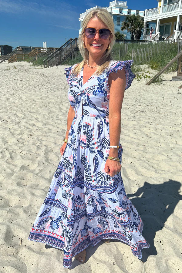 Grayton Beach Dress, aztec bird print by King + Pitt | Mimi Seabrook