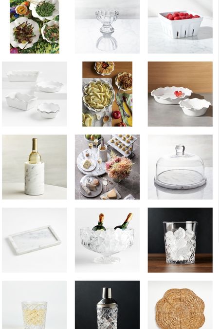 Sale Finds from Crate & Barrel! Ruffle plates, scalloped plates, cocktail shaker, berry bowl, cake dome, wine chiller, pie dish, bowls, plates #kitchen #dinnerware #weddingregistry 