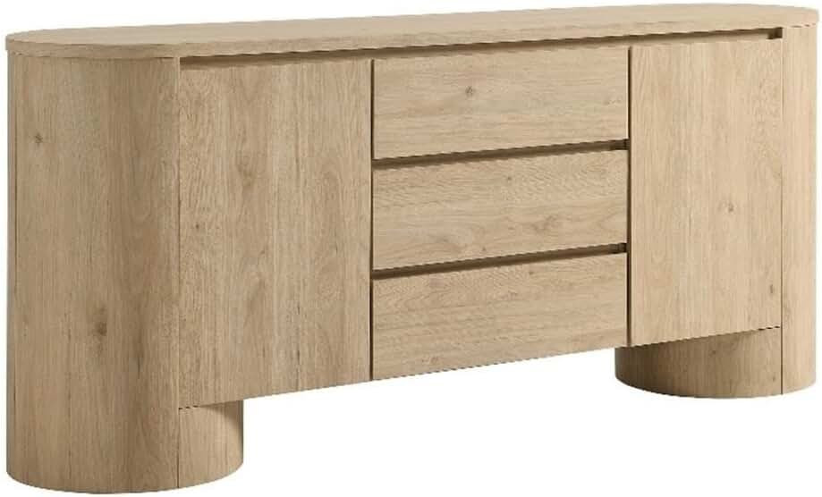 Duval Oval Wood Grain 71 Inch Sideboard with Doors and Drawers in Hickory Frost | Amazon (US)