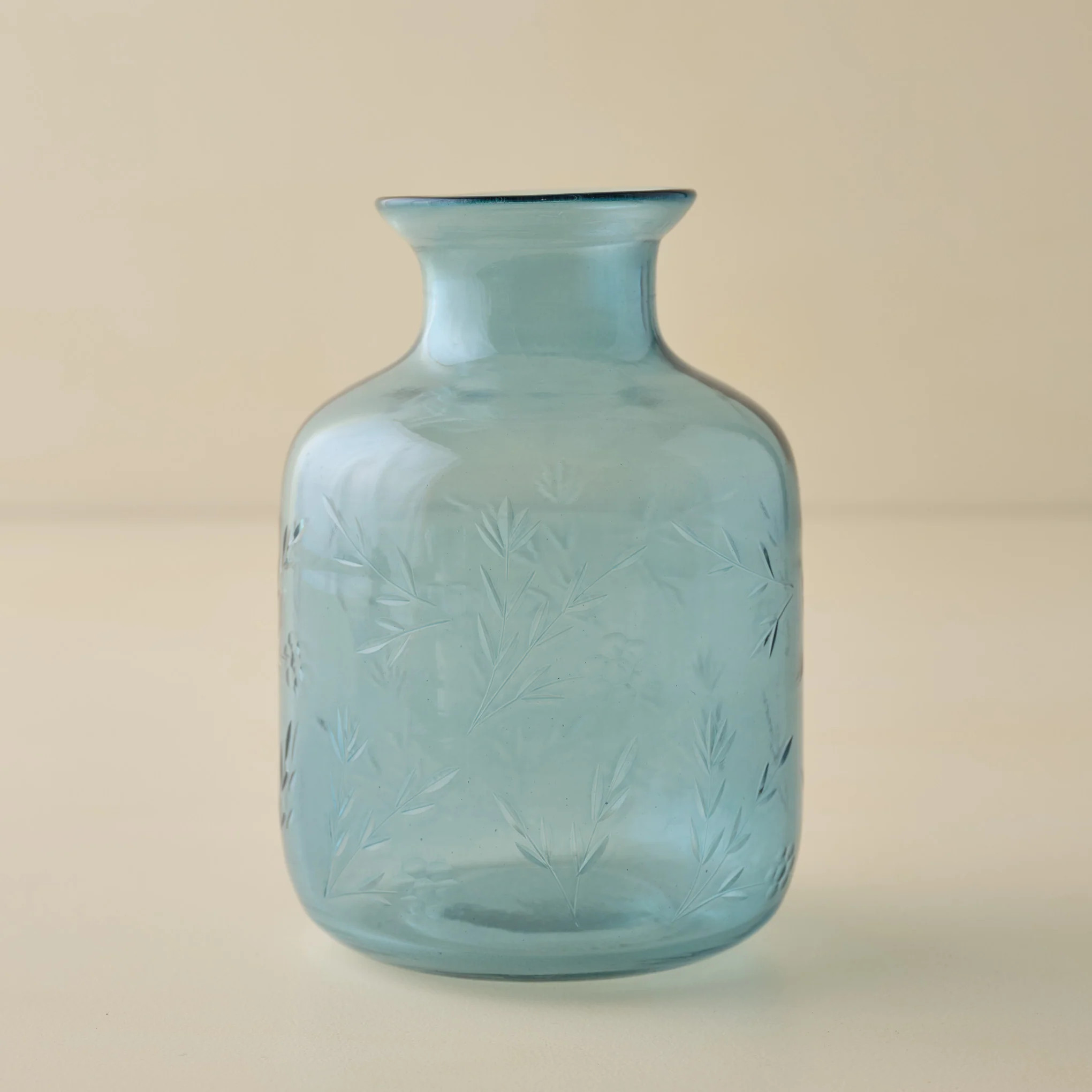 Nora Floral Etched Glass Vase | Magnolia