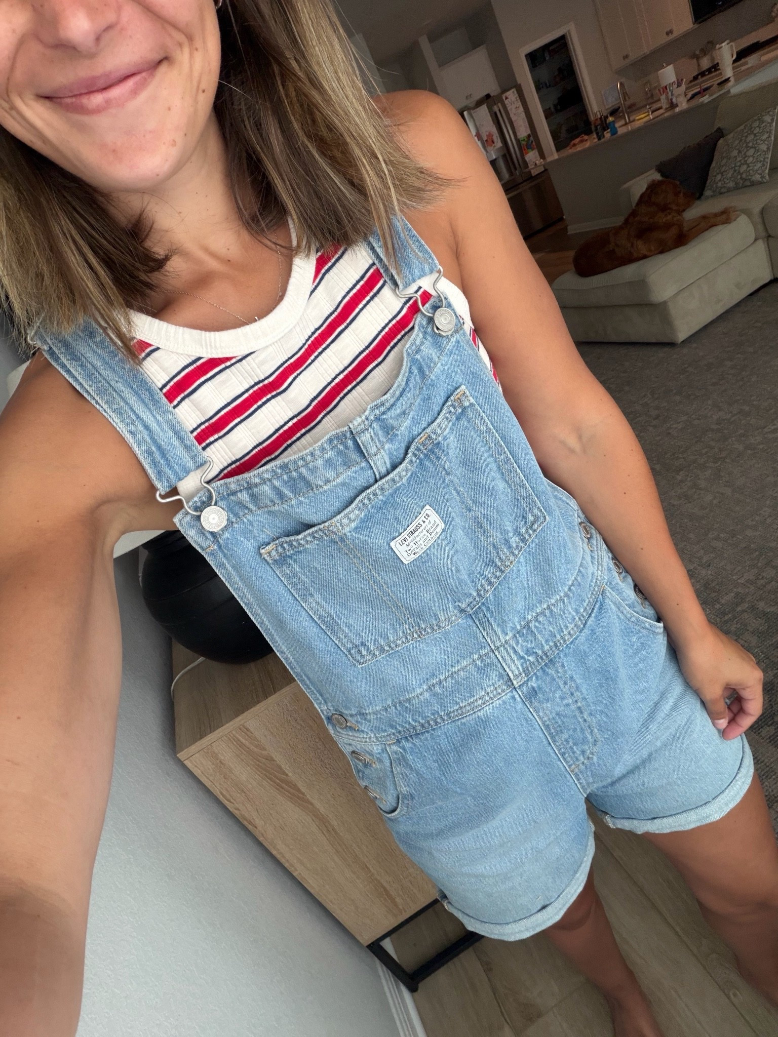 Memorial Day weekend outfit // love these overalls and have had them for years!