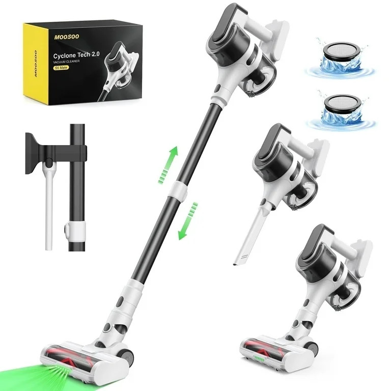 MOOSOO Strong Suction, Cordless Stick Vacuum Cleaner, 55 Mins Max Runtime, Ideal for Hardfloors,H... | Walmart (US)