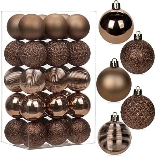 30PCS 1.97" Christmas Ball Ornaments Shatterproof Brown Christmas Tree Decorations Xmas Tree Ball... | Amazon (US)