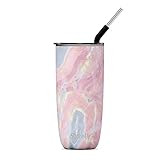 S'well Stainless Steel Tumbler with Straw - 24 Fl Oz - Geode Rose - Triple-Layered Vacuum-Insulat... | Amazon (US)